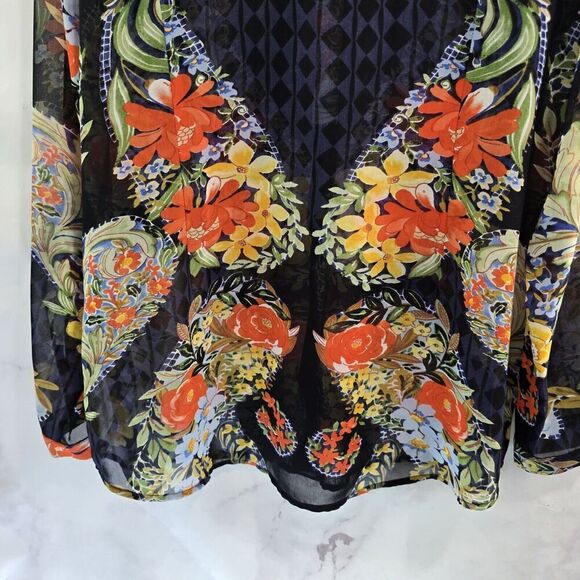 CAbi Shirt Womens Medium Blouse Amour Button Up Peter Pan Collar Floral 3072 - Picture 7 of 11